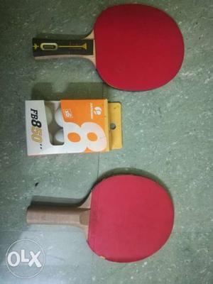 Table tennis pair bat and 6 ball