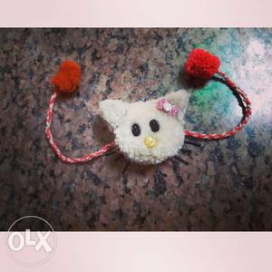 White And Red Cat Head Band