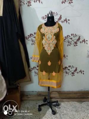 Women's Yellow And White Floral Traditional Dress