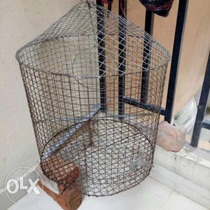 Cylindrical Gray Wire Pet Cage