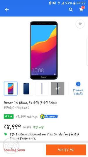 Honor 7a blue colour fix price h 3 day use and 22