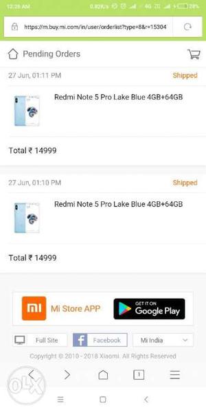 Mi note 5 pro Lake blue. 4pices available, nd