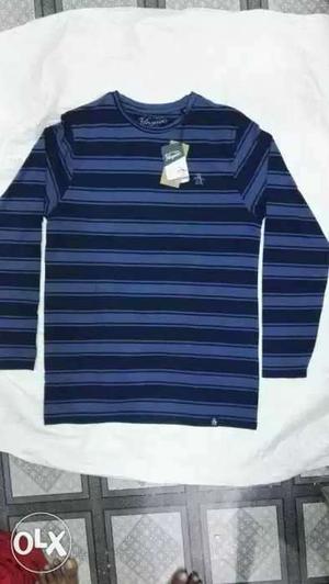 2-tone Blue Striped Long-sleeved Shirt