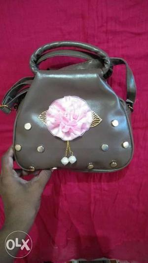 Black And Pink Leather 2-way Handbag