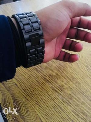 Black Steel Link Watch Strap