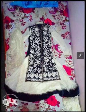 Black and cream color party dress