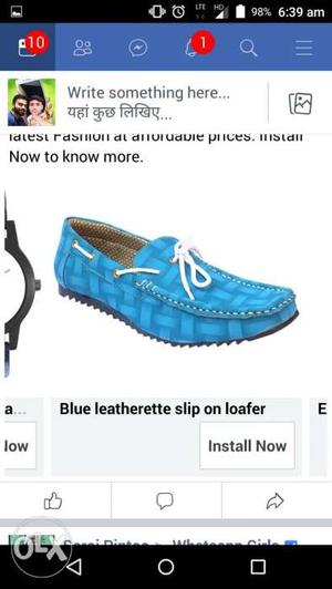 Blue Leatherette Slip On Loafer