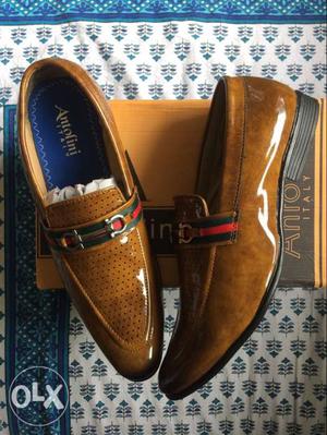 Brown Antolini Leather Horsebit Loafers With Box