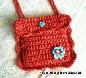 Crochet Red Floral Bag