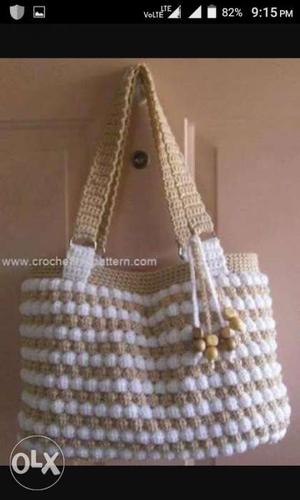 Crochet hand made hand bag for women