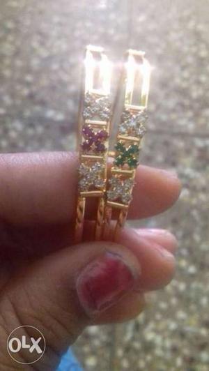 NGV 1gram gold jewellery, 2.8size stone bangles