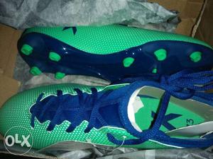 New Pair Of Green-and-blue Adidas Football boots