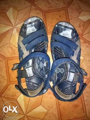 Pair Of Blue-and-gray Sandals