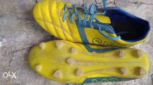 Pair Of Yellow-and-blue Adidas Cleats