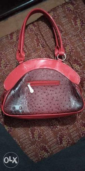 Pink And Gray Leather Shoulder Bag