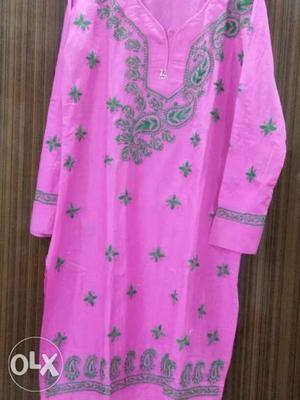 Pink Lucknow embroidered kurta