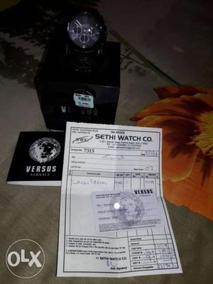 Round Black Sethi Watch Co. Chronograph Watch With Box