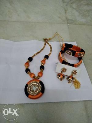 Silk thread bangles.. ear rings.. necklace..