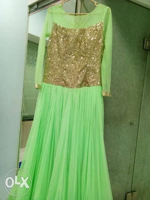 Used Women's Medium size Golden & Green Dress
