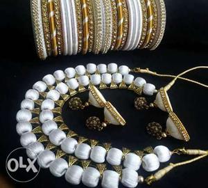 White And Gold Beaded Tesbih