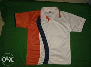 White, Orange, And Blue Polo Shirt