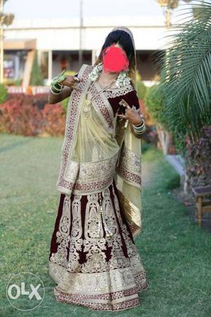 Women's Gray And Brown Floral Traditional Dress