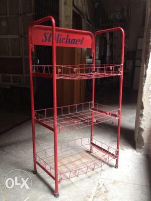 3-tier rack, red colour, height-43 inches,