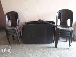 Black Plastic Table And Chairs