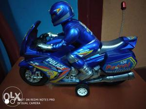 Blue And Gray Police Rider Plastic Toy