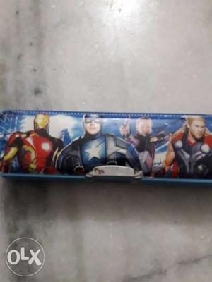 Blue Superhero Graphic Pencil Case