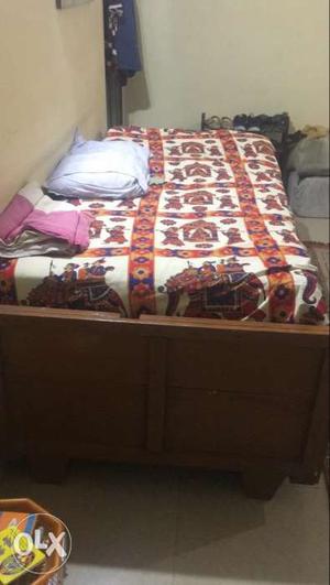 Brown Wooden Bed Frame