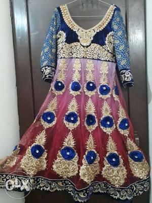 Embroidered anarkali suit...worn only once...net