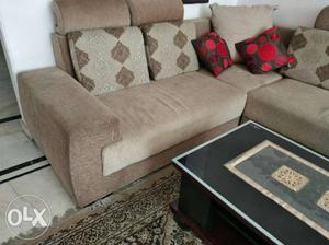 L shape sofa and center table for sale almost new