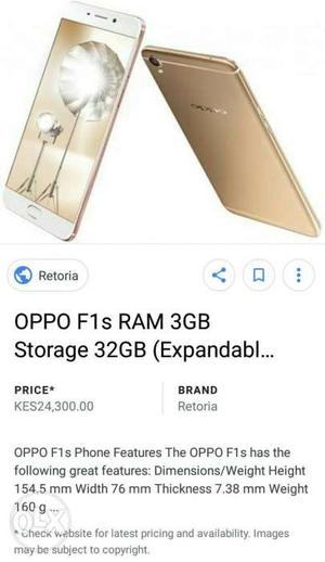 Oppo f1s good condition phone all accessories