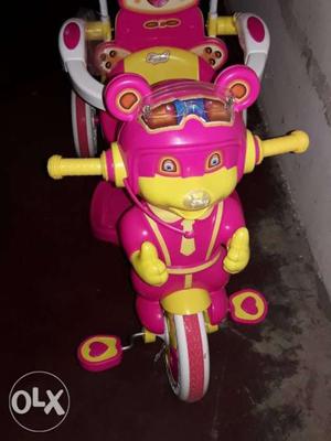 Pink And Yellow Pedal Trike Trolley