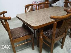 Teak wood dinning chairs n table with sunmica top