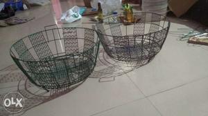 Two Black Metal Baskets