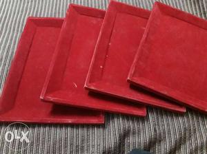 Velvet cloth jewellery display trays set of 4