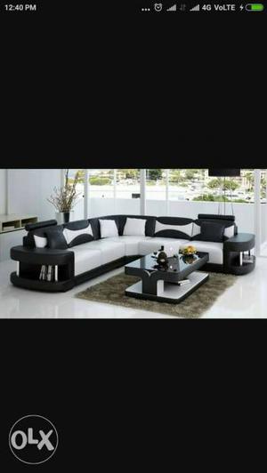 White And Black Corner Sofa. 945o call