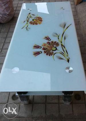 White And Brown Floral Table