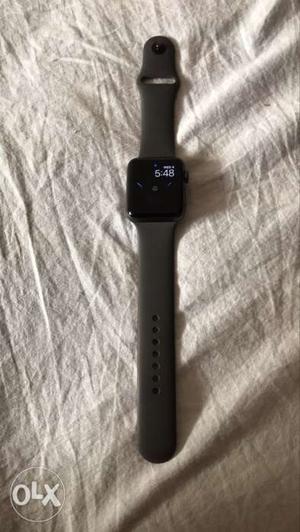Black Aluminum Case Apple Watch With Gray Sport Band
