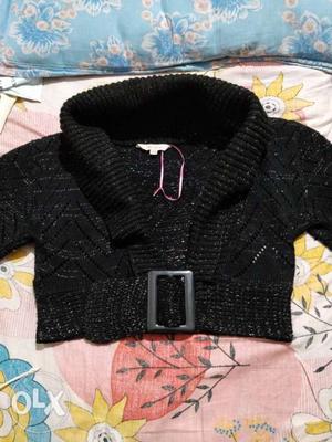 Black And Gray Knit Jacket-Imported