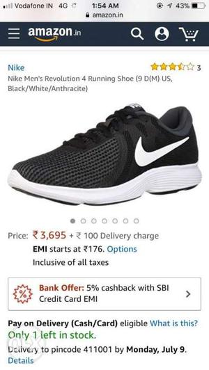 Black And White Nike Running Shoe