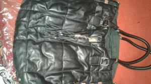 Black Leather Zip-up bag