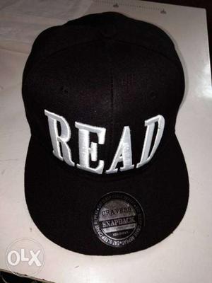 Black Read Embroidered Text Snapback Cap