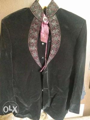 Blacl valvet wedding blazer from jaihind. worn