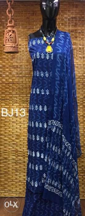 **Block printed cotton dress materials with*