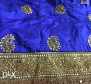 Blue And Brown Floral Dupatta Scarf