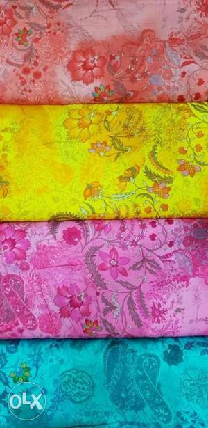Cotton ptd work cloth unstiched material 4 mts...