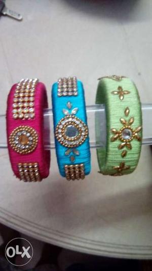 Each bangle Rs 100/- of colour sky blue,pink and